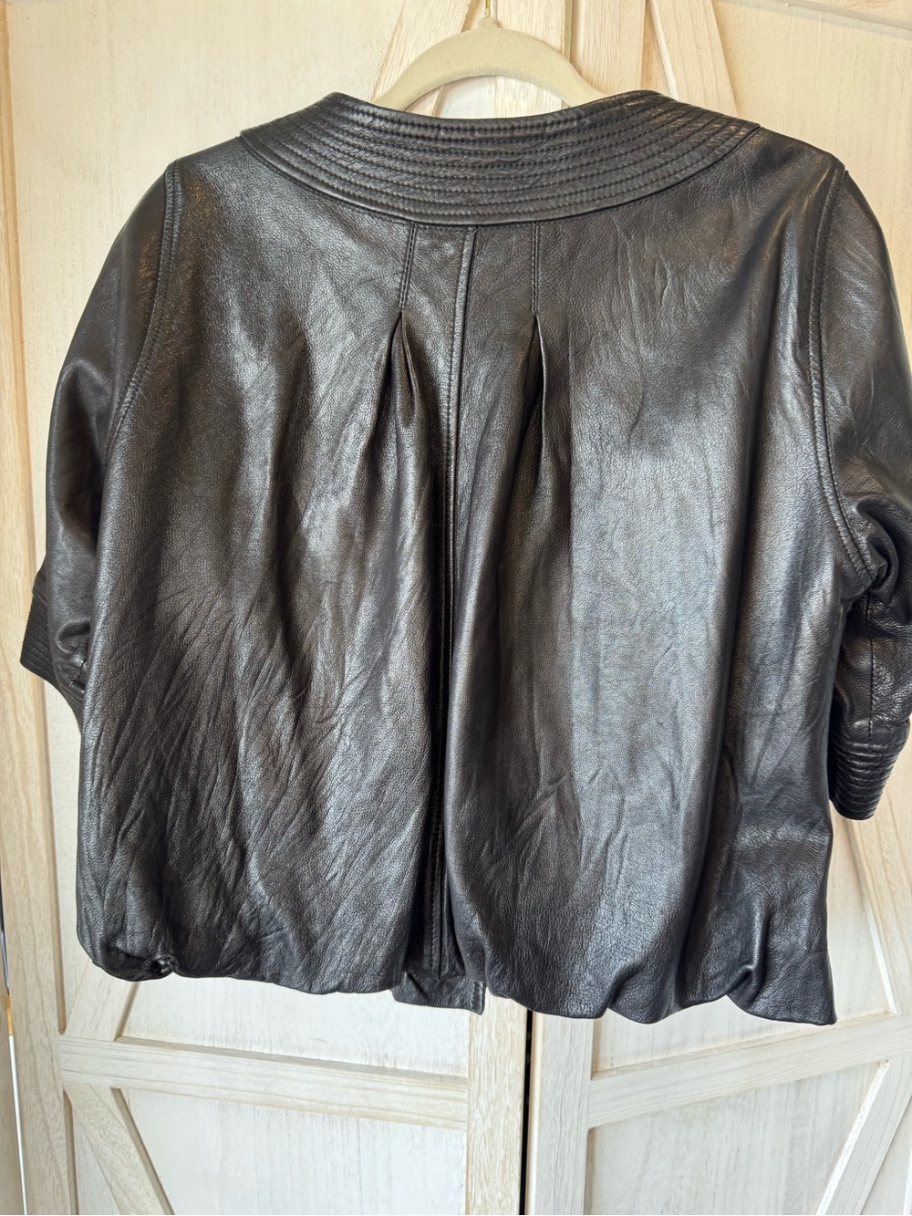 Mike & Chris Black Short-Sleeve Leather Jacket 90’s Y2K Gilmore girls - Picture 2 of 9